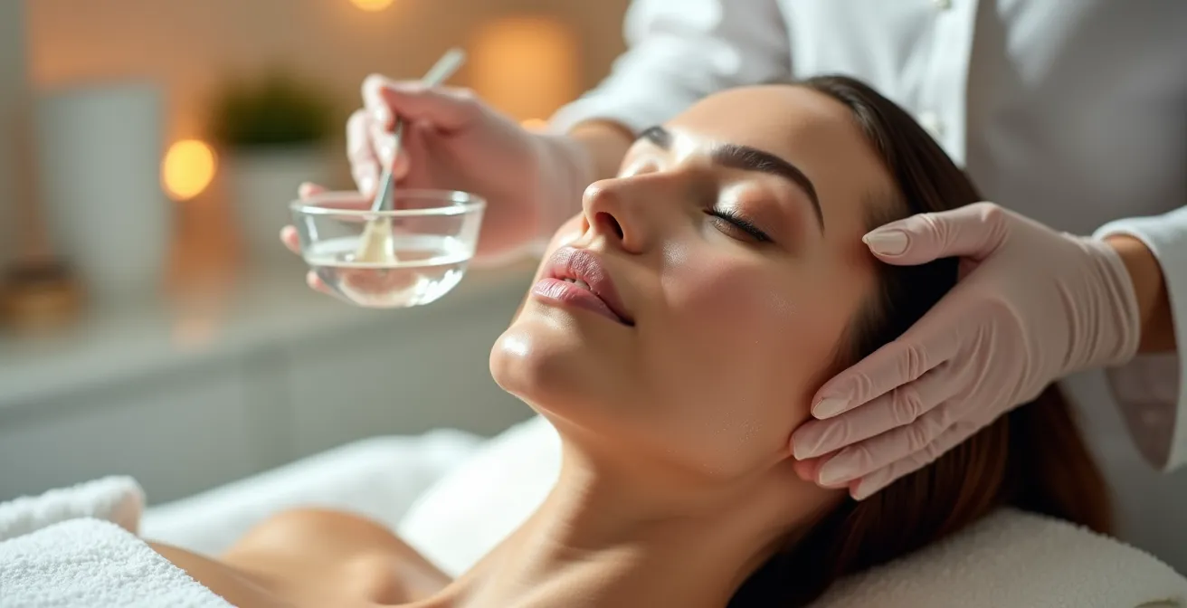 Professionelle chemische Peeling-Behandlung im Gesicht