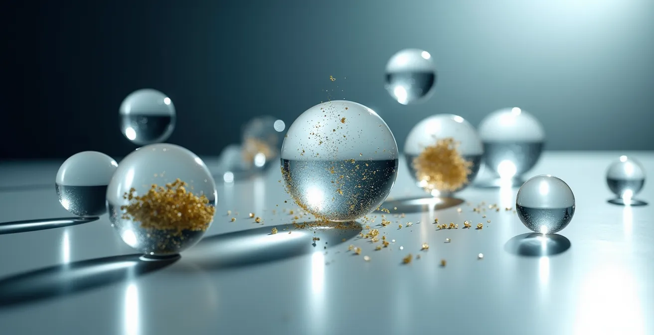 Abstrakte Darstellung der zellulären Autophagie mit sich auflösenden und erneuernden Zellstrukturen