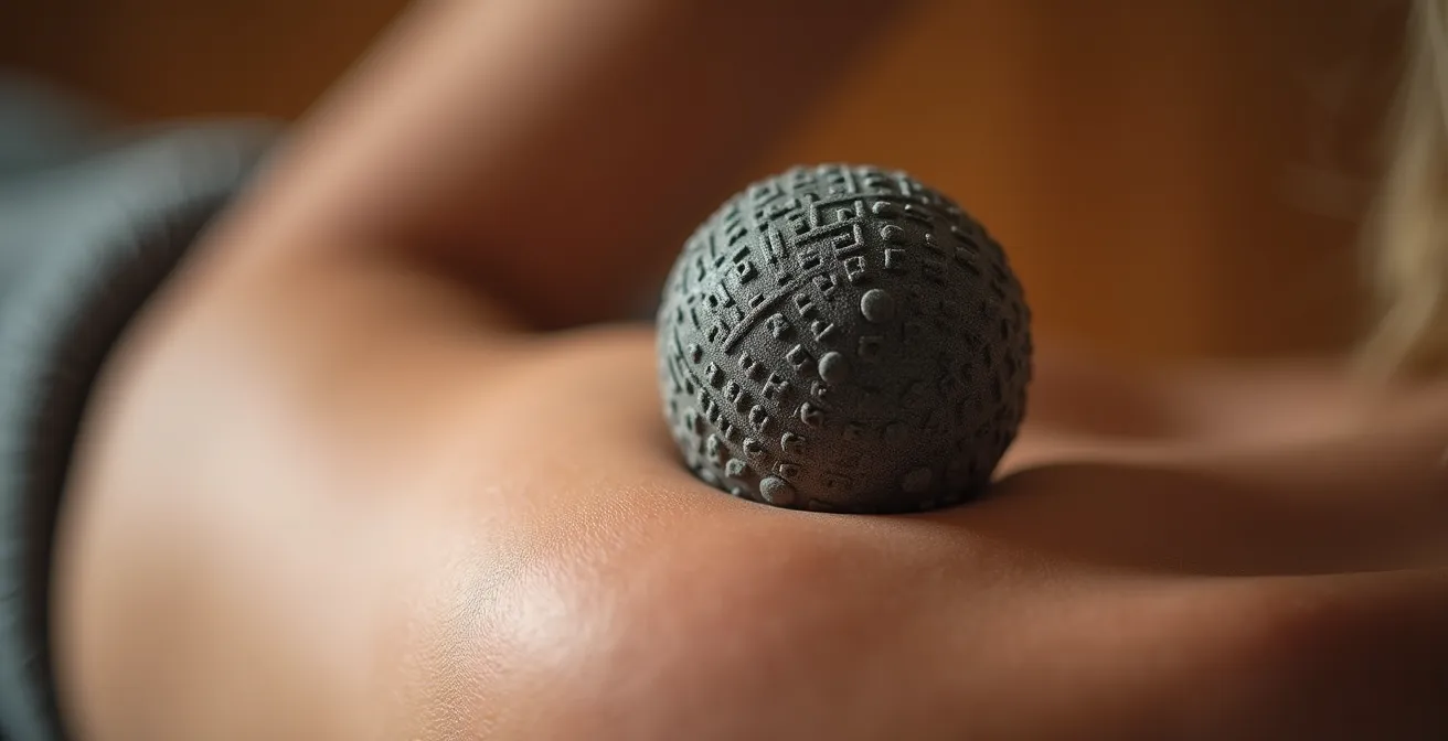 Detailaufnahme der Triggerpunkt-Selbstmassage mit Faszienball